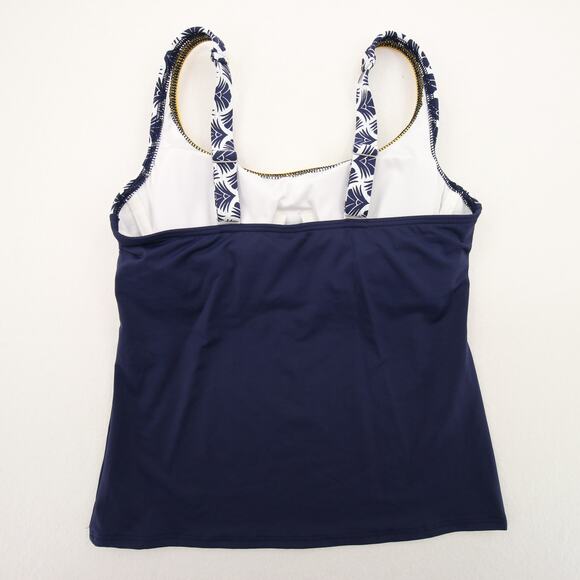 Lands End Tankini Swim Top Navy Yellow White Pattern Underwire Support Size 4P - Picture 8 of 8